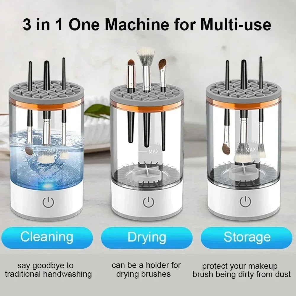 Makeup Brush Washer and Dryer USB Powered Odorless Battery-Free Plug and Play Makeup Cleaner Essential Beauty Accessory