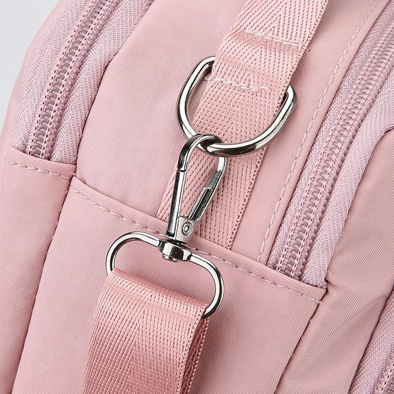 Women Nylon Handheld Bag Small Crossbody Shoulder Purse Lightweight Multi Functional Tote Casual Daily Travel Solid Color Black
