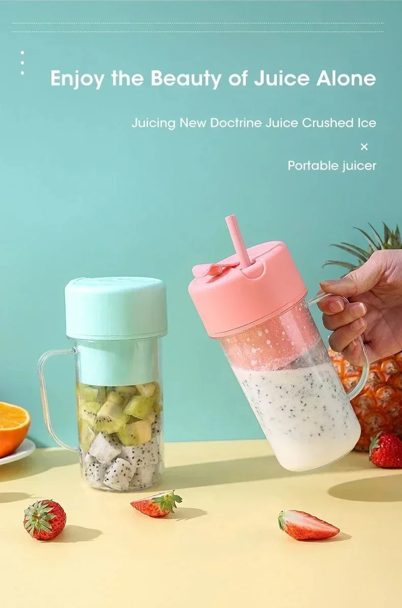 Portable USB Rechargeable Electric Juicer Cup 300ml with Straw for Smoothies and Shakes at Home Outdoor Office