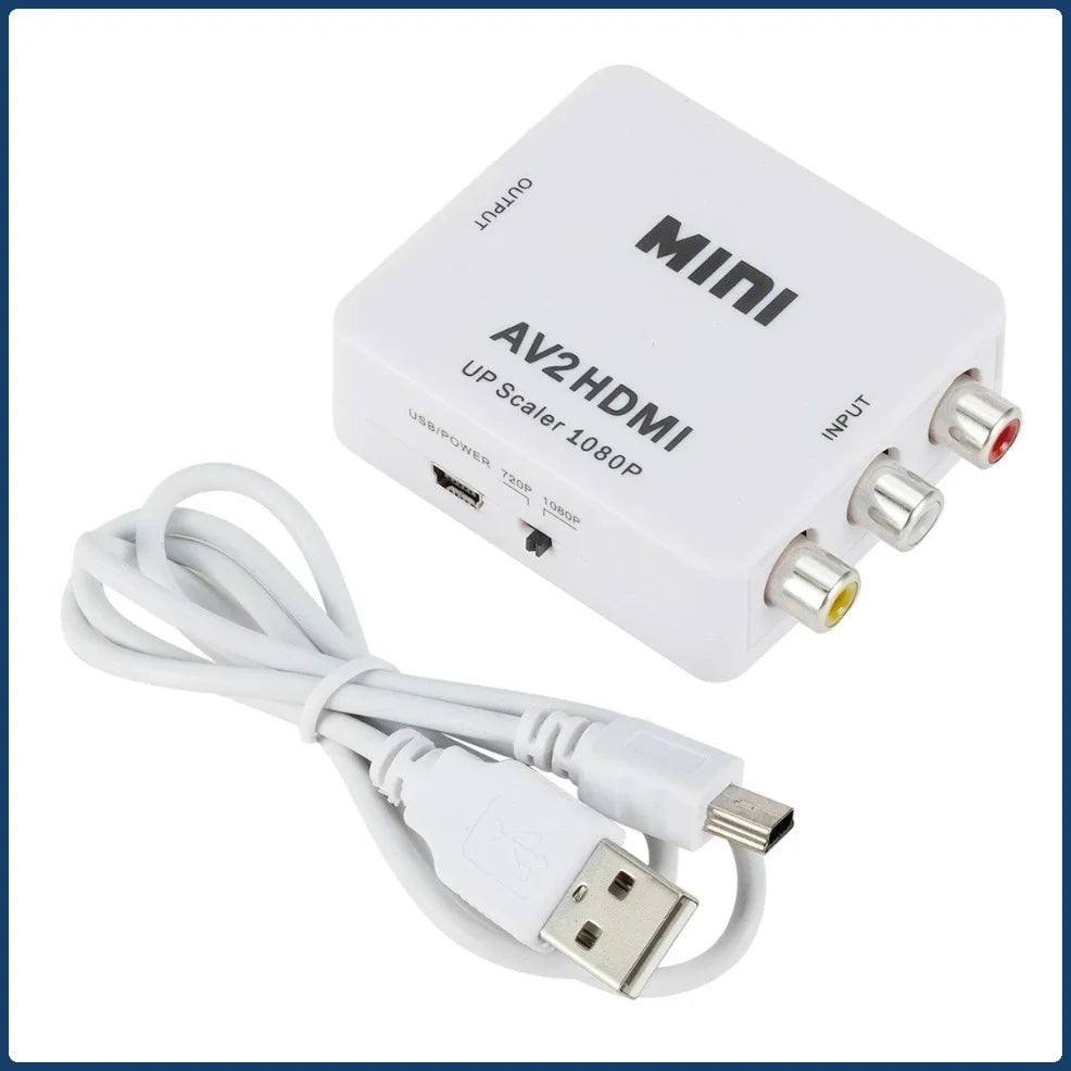 1080P RCA AV To HDMI-compatible Adapter Converter AV2HD Audio Video Cable CVBS AV Adapter with USB Cable