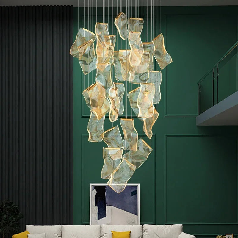Modern LED Pendant Lights Living Dining Room Lighting Lustre Decor Chandelier Indoor Villa Duplex Stairs Hanging Lights Fixture
