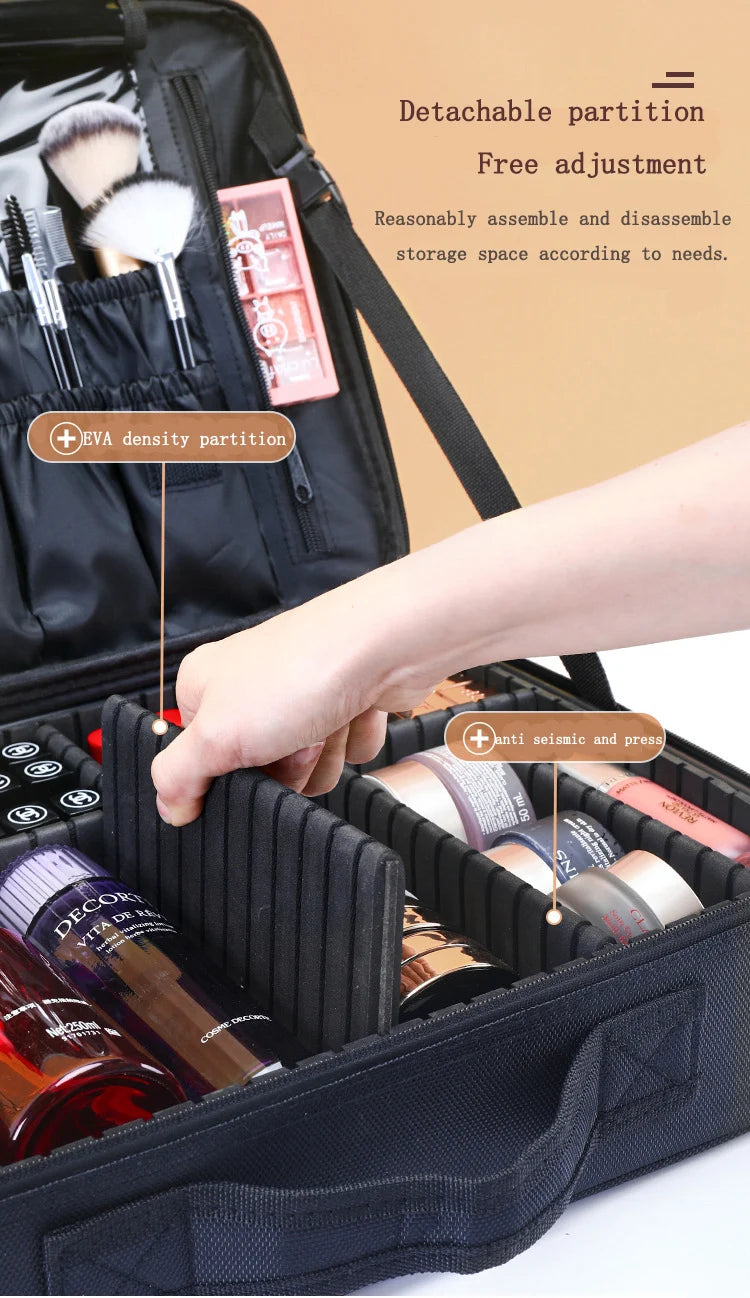 Large Capacity Makeup Case - 3 Sizes Cosmetic Organizer Brush Bag Barber Train Case for Makeup Artists Hair Cutter Sets