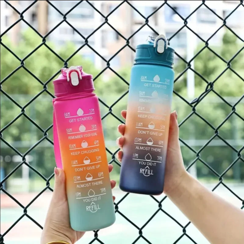 Sports Water Bottle with Time-Tracking Straw Leak Proof Locking Flip Cover for Easy Carry Ideal for Outdoor Adventures