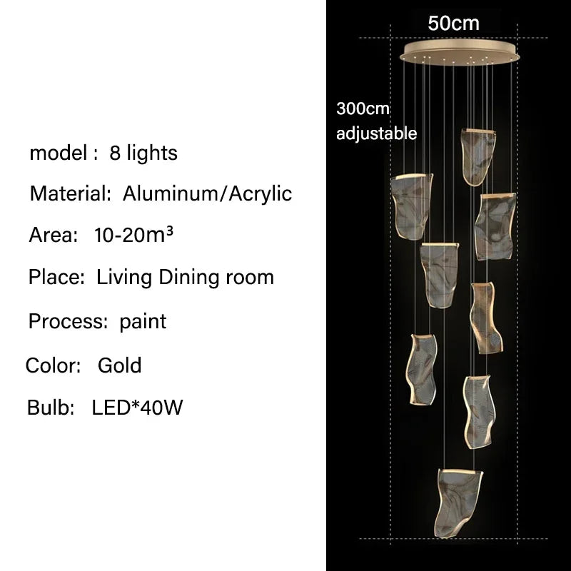 Modern LED Pendant Lights Living Dining Room Lighting Lustre Decor Chandelier Indoor Villa Duplex Stairs Hanging Lights Fixture