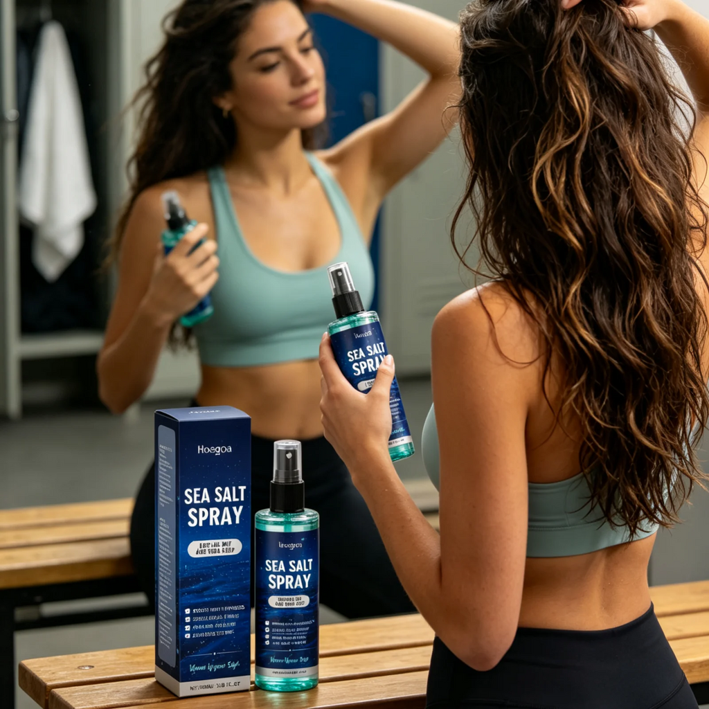 Hoegoa Sea Salt Hair Styling Spray Long Lasting Enhance Curl Moisturizing Lightweight Gentle Ingredient Hair Volume Spray 100ml