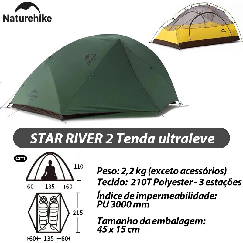 Naturehike Mongar 2 Tent Cloud Up 1 2 3 Persons Tent Star River Tent Cycling Tent Ultralight Outdoor Travel Hiking Camping Tent