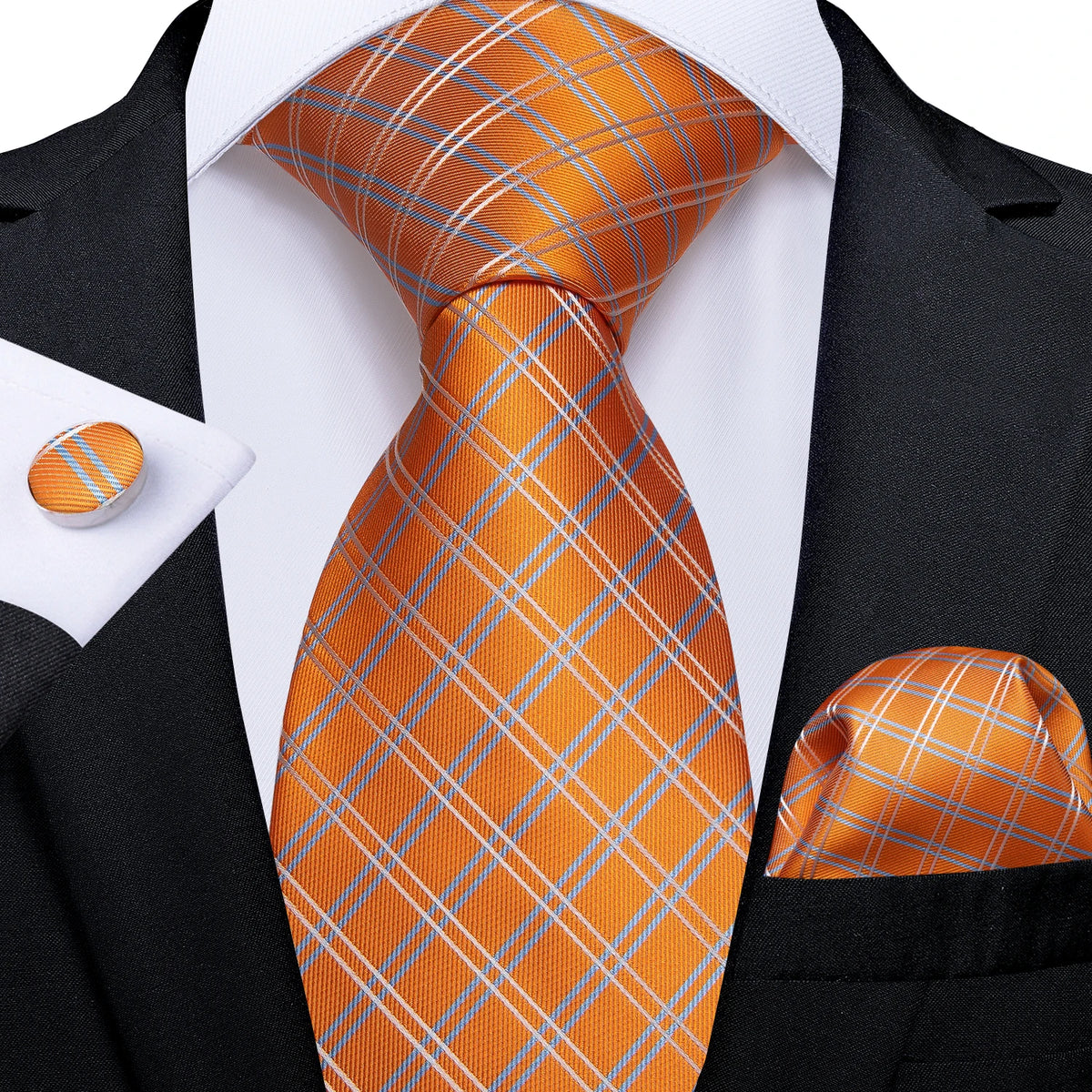 8cm Men's Polyester Ties Pocket Square Cufflinks Green Gold Paisley Wedding Party Accessories Necktie Gift