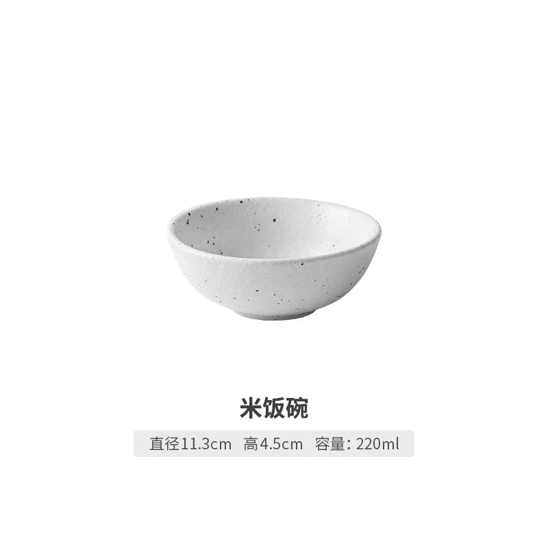 Japanese-style Tableware Set Bowls and Plates Round White Ink Point Dinner Plates Home Creative Western Dishes Dinner Plates