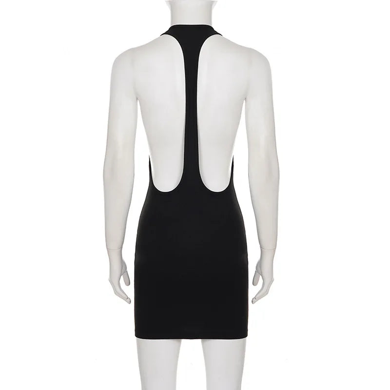 Woman Clothing Sleeveless Backless Solid Black Party Club Dress 2026 Fashion Sexy Hollow Out Package Hip Mini Vacation Dresses