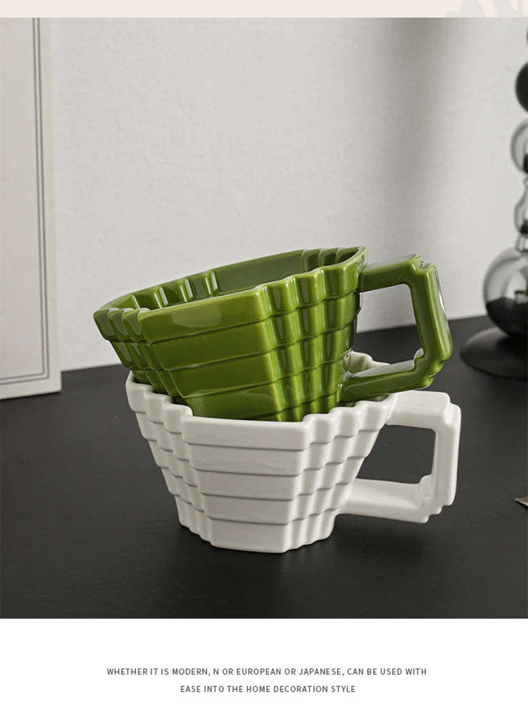 Ceramic Cups creative and individual solid colors, High-end underglaze color,Pixelated Mugs High appearance level drinkware Cup