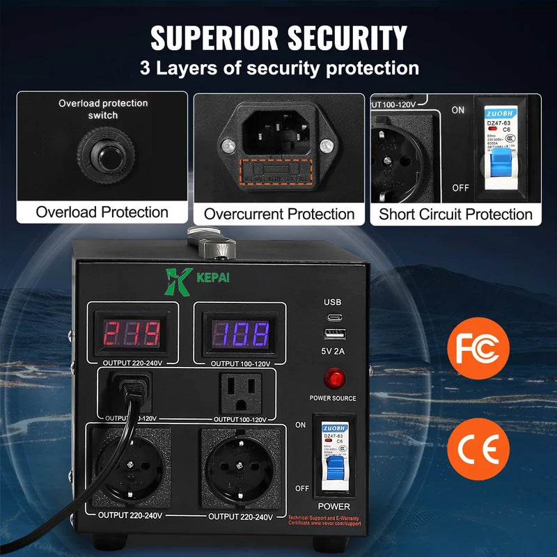 SV-2KVA 50Hz/60Hz Single Phase Step Up/ Down Transformer Control  for Power Supply
