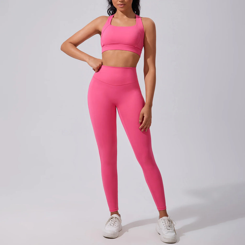 High-Waist Women's Yoga Fitness Suit Set Butt-Lifting Elastic Sports Wear Quick-Dry Tight-Fit Running Gym Dance Fitness
