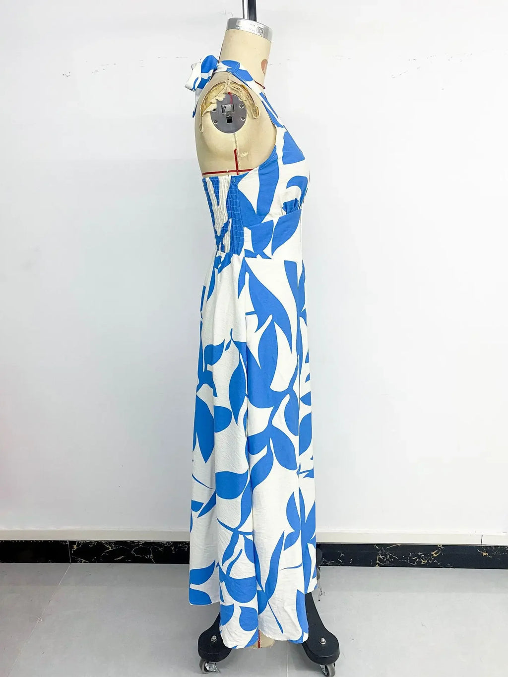 Vacation Floral Print Women's Summer Halter Neck Backless Casual Long Dress Sexy Boho Sleeveless Beach Party Maxi Dresses Ladies