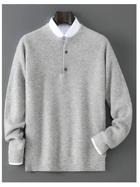 MVLYFLRT Men's 100% Merino Wool Round Neck Pullover Sweater Casual Thick Knit Autumn Winter Warm Cashmere Feel Sweater