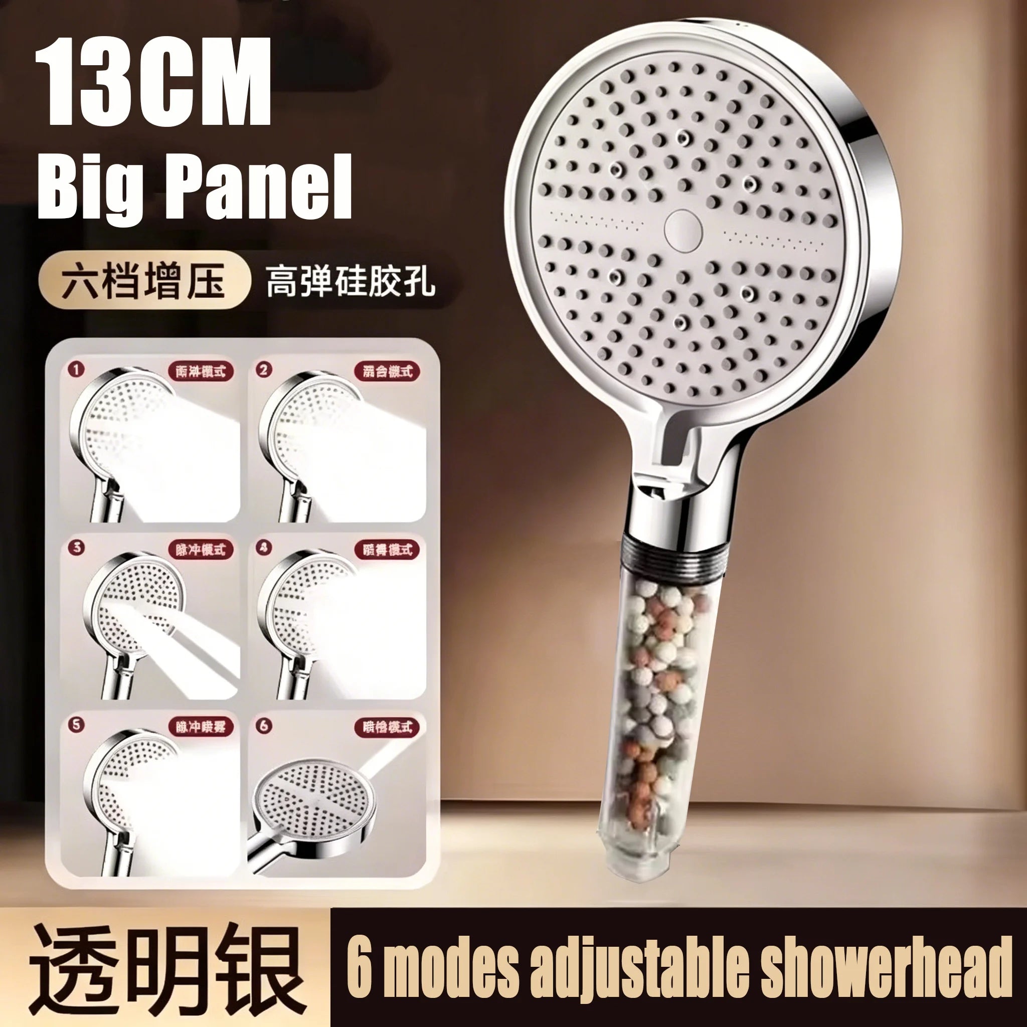 5 Modes High Pressure Shower Head Anti Limestone Filter Hygienic Remove Calcario Shower with Holder and Hose Bath Accessories