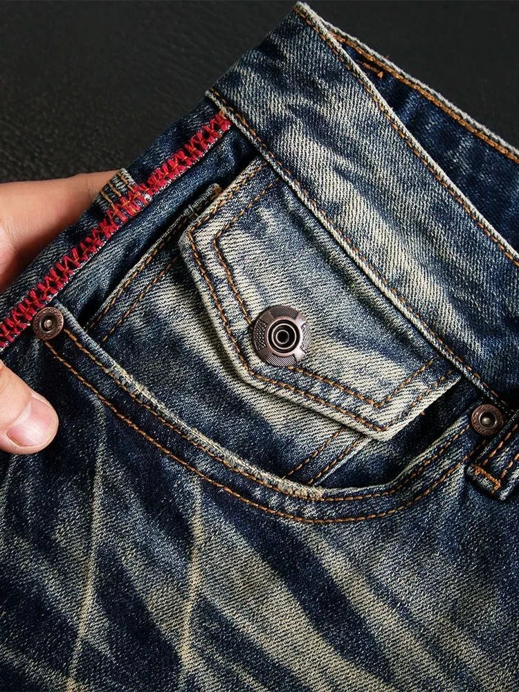 New Summer Classic Fashion Solid Color American Retro Straight Leg Denim Shorts Men's Casual Loose Fit Sports High Quality Jeans