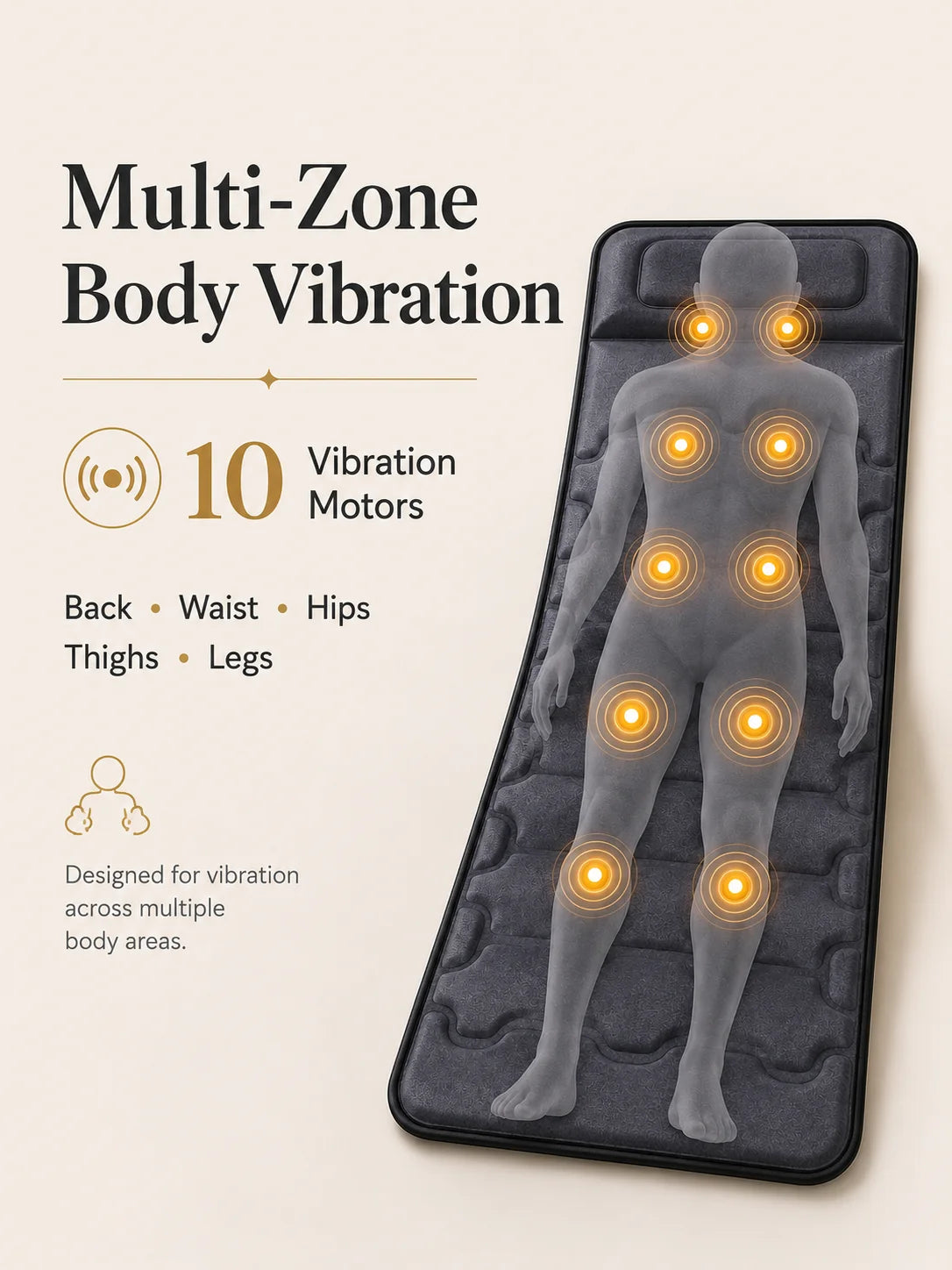 Full Body Massage Mat Foldable Neck Kneading 10 Motor Vibration Heat Shiatsu Electric Massage Cushion 9 Modes Wired Remote Home