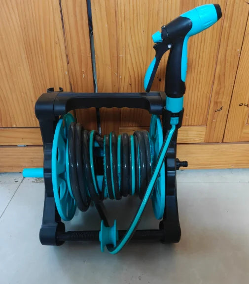 High Quality Mint Blue 20m 30m 40m Portable Plastic Water Hose Reel Garden Hose Reel Cart With Water Gun