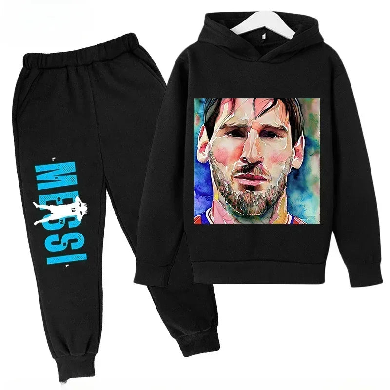 Spring Autumn Children's Set Sports Messi Print Hoodie Set Pants Suit 2pcs Set Boys Girls Kid Clothing Casual Fashion Tracksuit