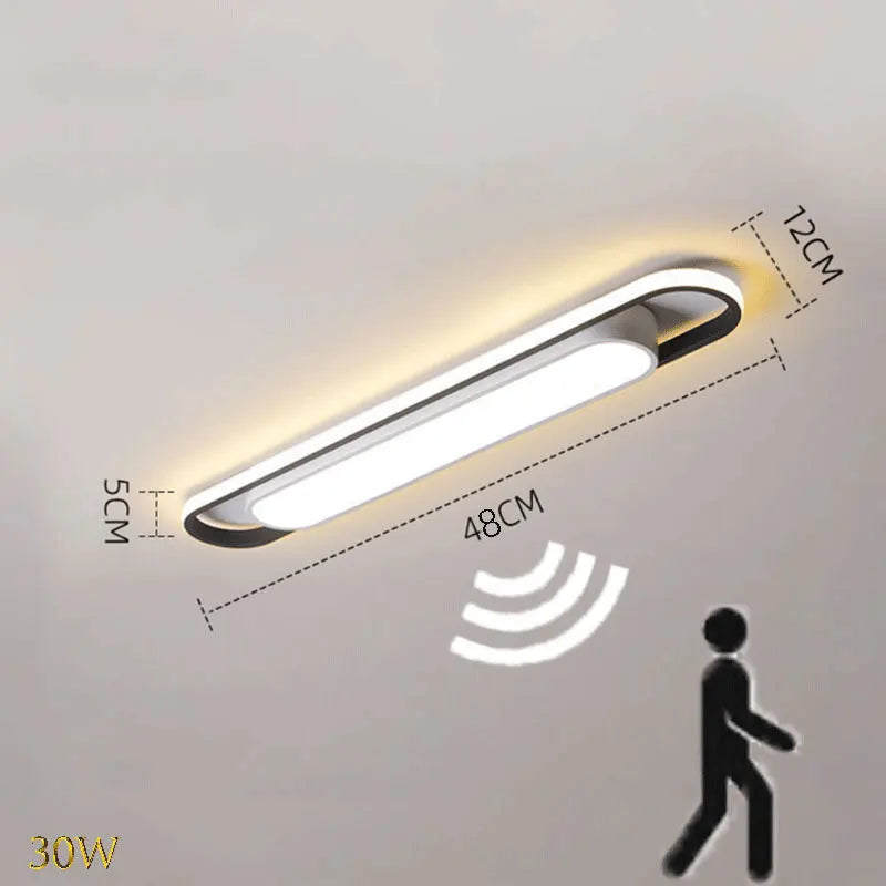 Living room, bedroom, study, human body sensing rectangular LED ceiling light, minimalist modern light, long strip, creative bal