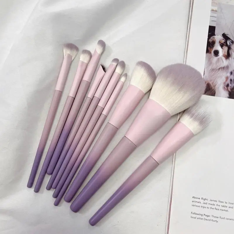 10 Pcs Purple Makeup Brush Set, Loose Powder Brush, Eye Shadow Brush, Full Set Of Beauty Tools Concealer Brush