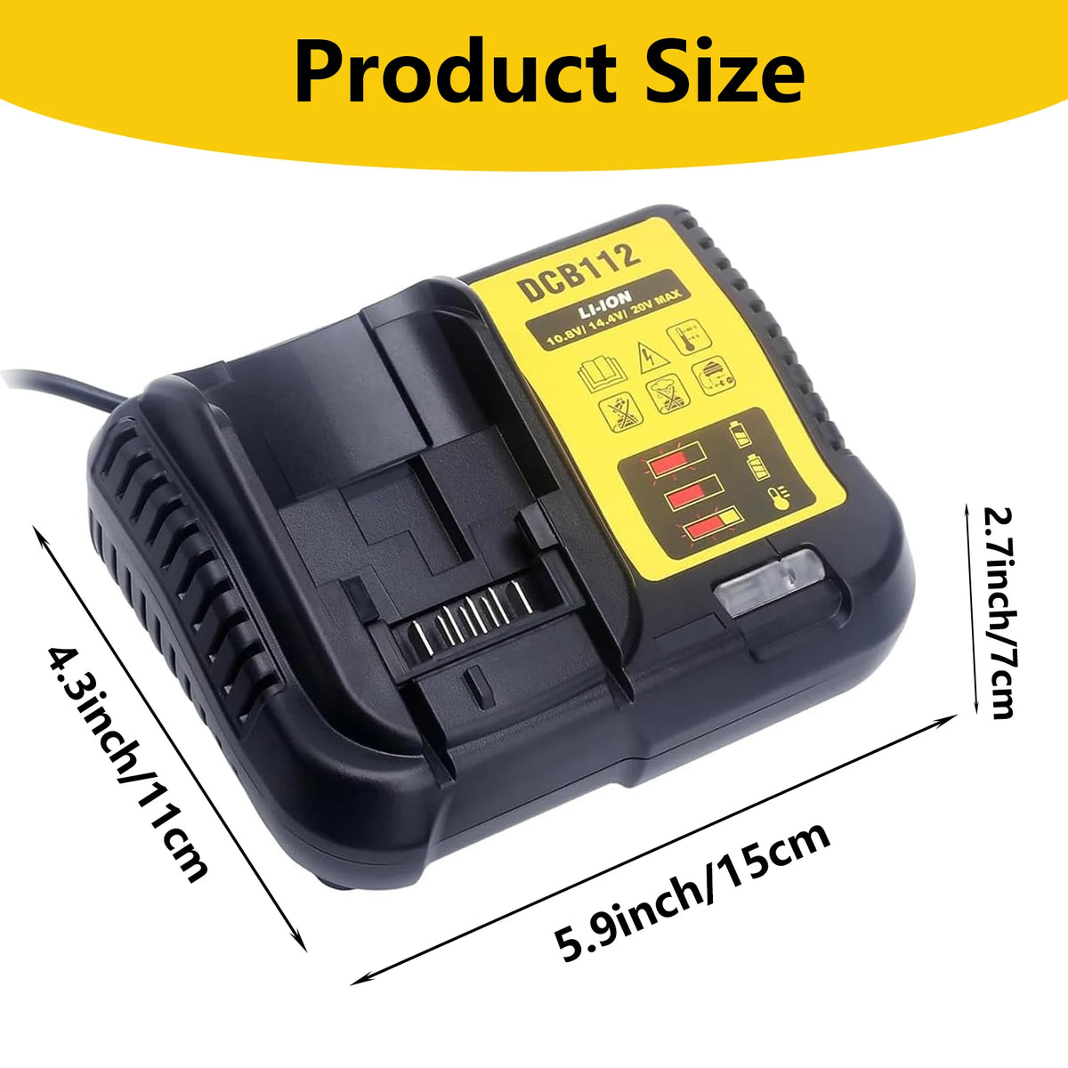DCB112 Charger Repalcement for Dewalt 12V/20V Battery Charger Compatible with Dewalt 12V/20V Max Battery DCB200 DCB203 DCB125 DCB107