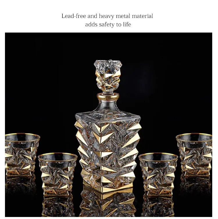 DSA crystal glass wine bottle gold-painted creative household whiskey bottle with lid white red wine decanter