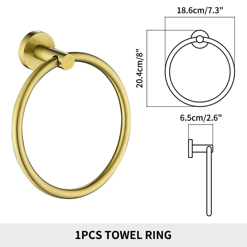 Bathroom Accessories Towel Rack Shelf Paper Holder Stainless Steel Toilet Brush Holder Hand Towel Ring Robe Hook Hanger Chrome