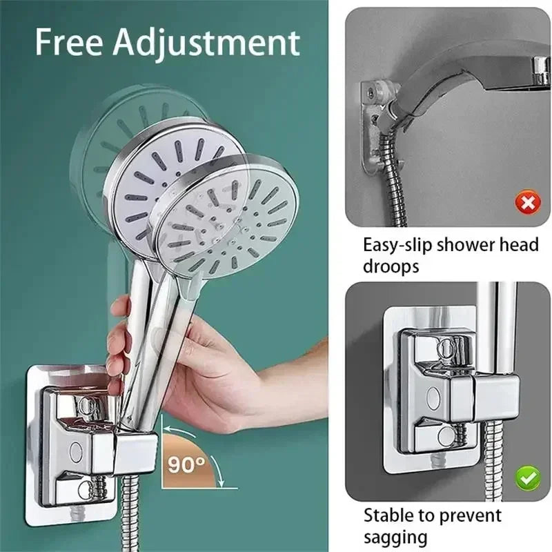 Shower Head Holder 360° Adjustable Wall Mounted Shower Holders Self-Adhesive Shower Head Handheld Bracket Bathroom Accessories