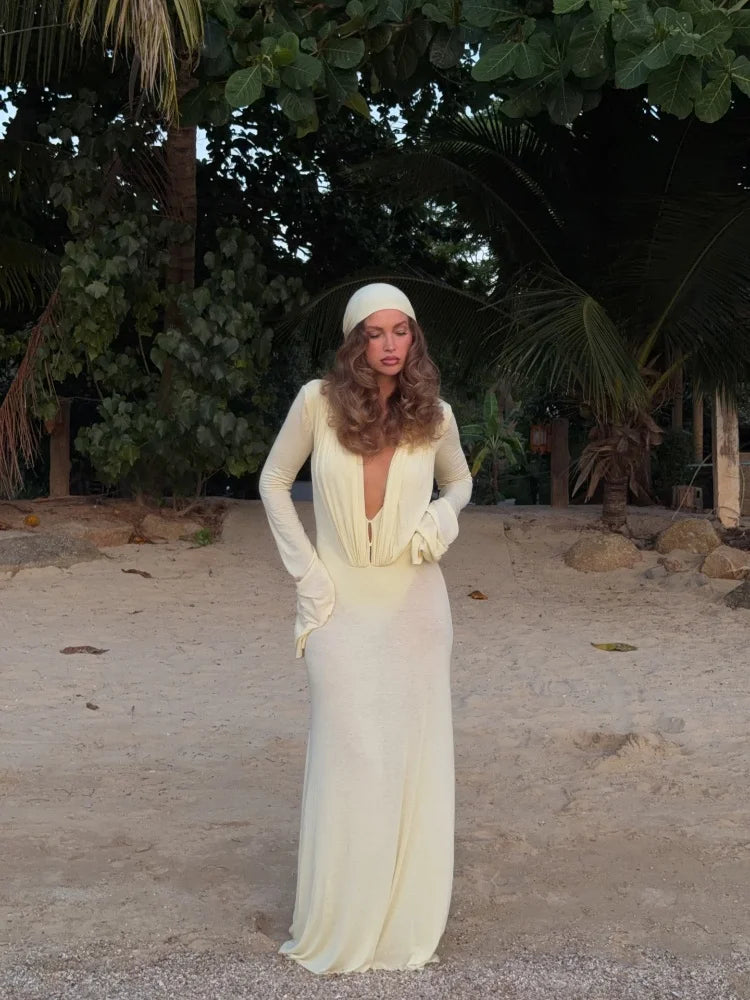 Dreamy Bohemian Sheer Dress Sexy Vintage Slim Fit Elegant Modest Women Dresses Beach Vocation Summer Female Streetwear