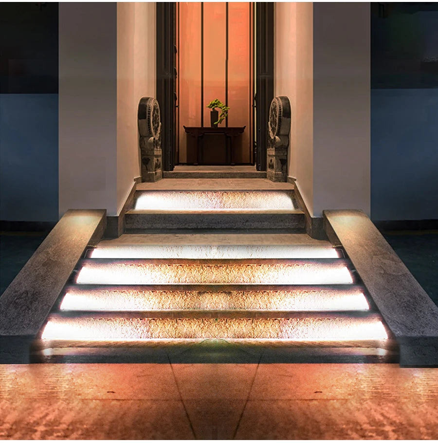 LED Step Lamp Stair Light Outdoor IP67 Waterproof Solar Light With Lens Anti-theft Design Decor Lighting For Garden Deck Path