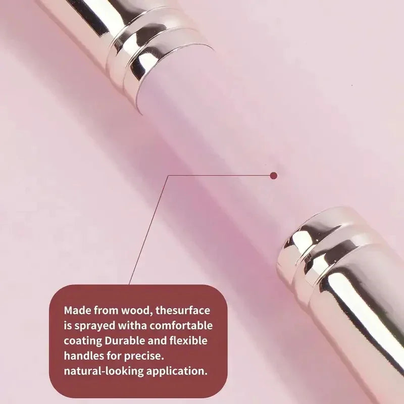2PCS Dual-Ended Makeup Brush - Angled Contour & Flat Head Foundation Brush for Cream, Liquid Foundation, Seamless Blending