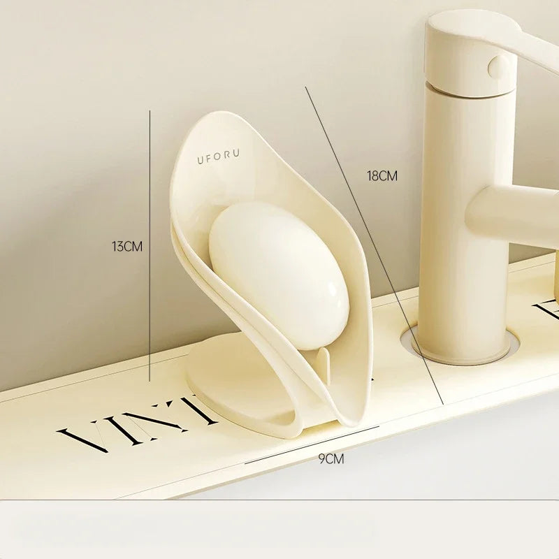 Modern Light Luxury Bathroom Soap Holder - Multi-Functional Countertop Storage Box with Self-Draining Design & Leak-Proof Base