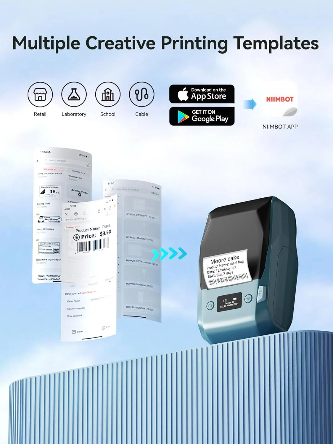 M2 Niimbot Portable Thermal Transfer Label Printer Multi-function Sticker Label Maker Machine for Office Clothes Tag Power Cable