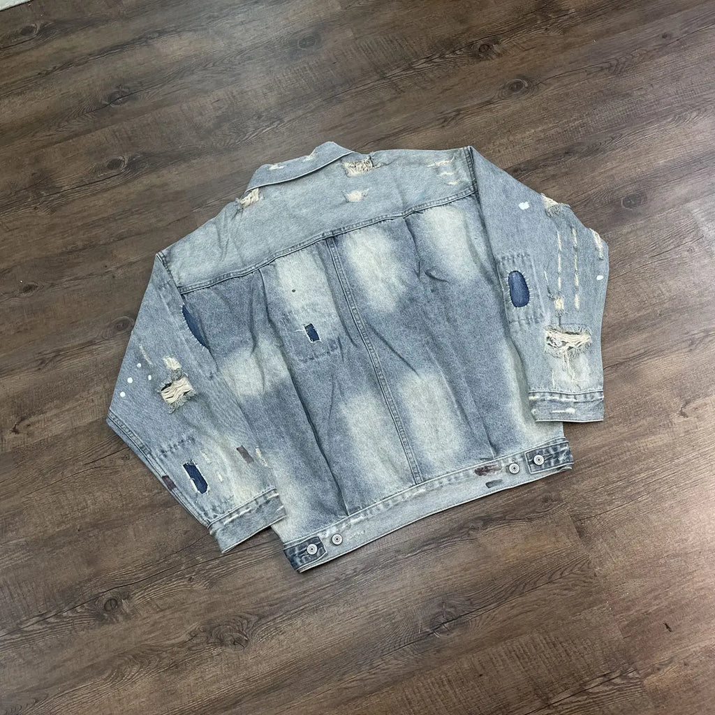 Yao Fashion SAINT OF MICHAEL Damaged Aged Ripped Denim Jackets Streetwear Loose Oversize Unisex High Quality Jacket For Men