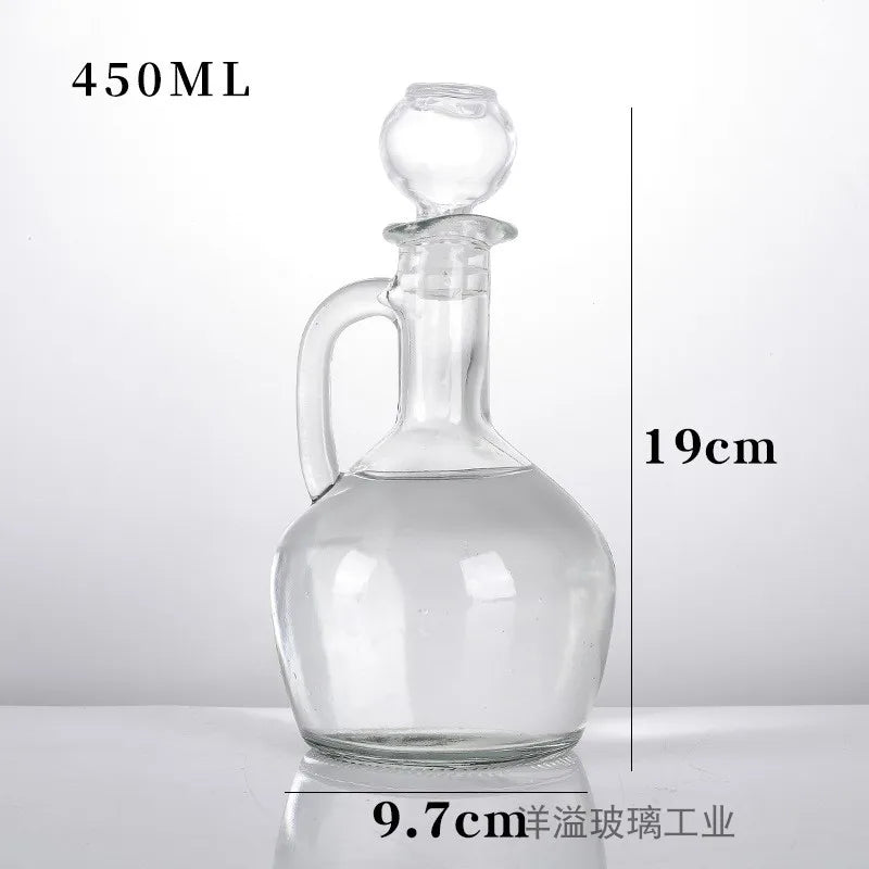 European-style 350ml Glass Oil Jug with Handle Oil Bottle Seasoning Bottle Household Olive Oil Bottle Kitchen Seasoning Tools