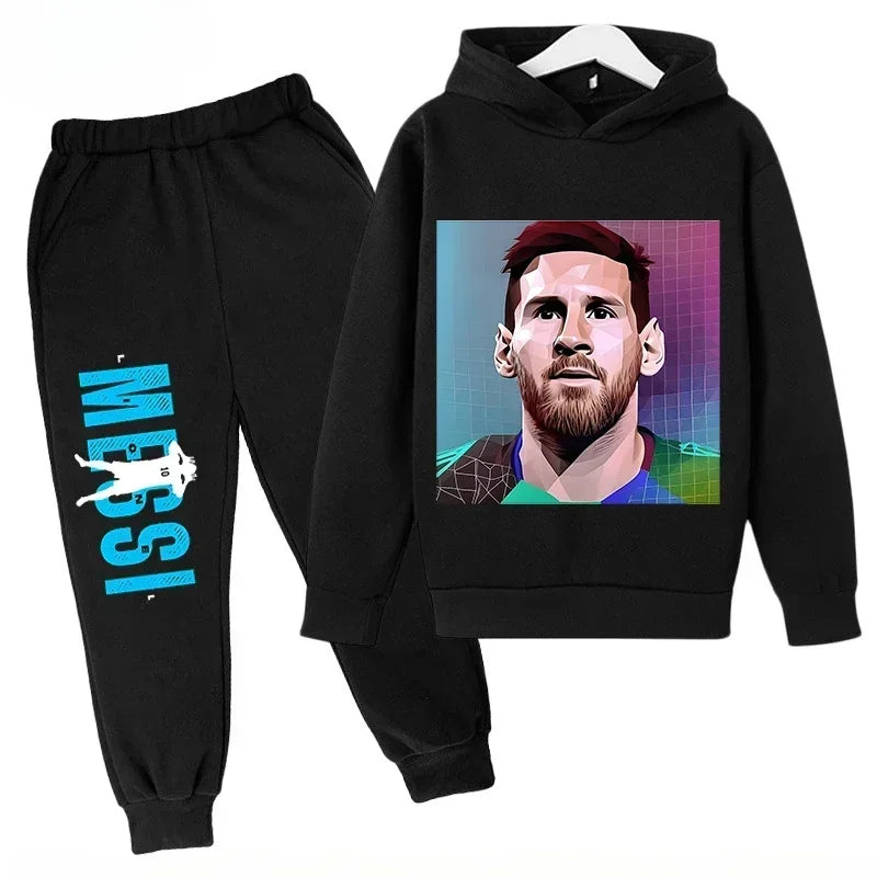 Spring Autumn Children's Set Sports Messi Print Hoodie Set Pants Suit 2pcs Set Boys Girls Kid Clothing Casual Fashion Tracksuit