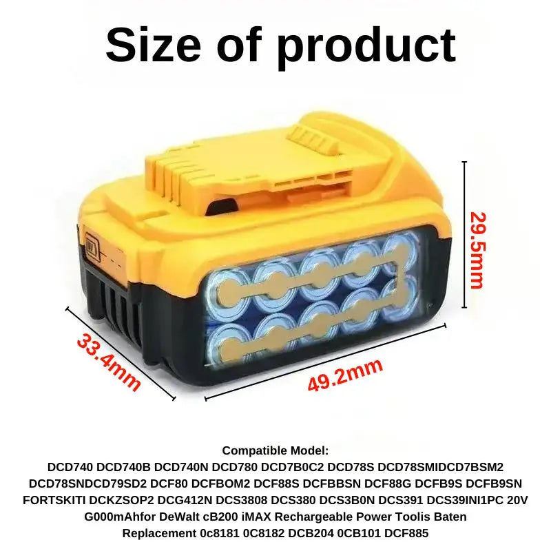 For DeWalt 20v 6000mAh 8000mAh 12000mAh Rechargeable Li-ion Battery Power Tools Replaceable Battery