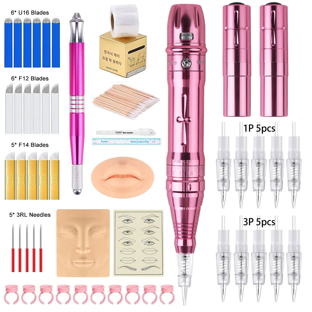 Permanent Makeup Machine Kit Microblading Machine, Eyebrow Tattoo Machine - Microshading, Lip, Ombre Brows, Machine Tattoo Pen
