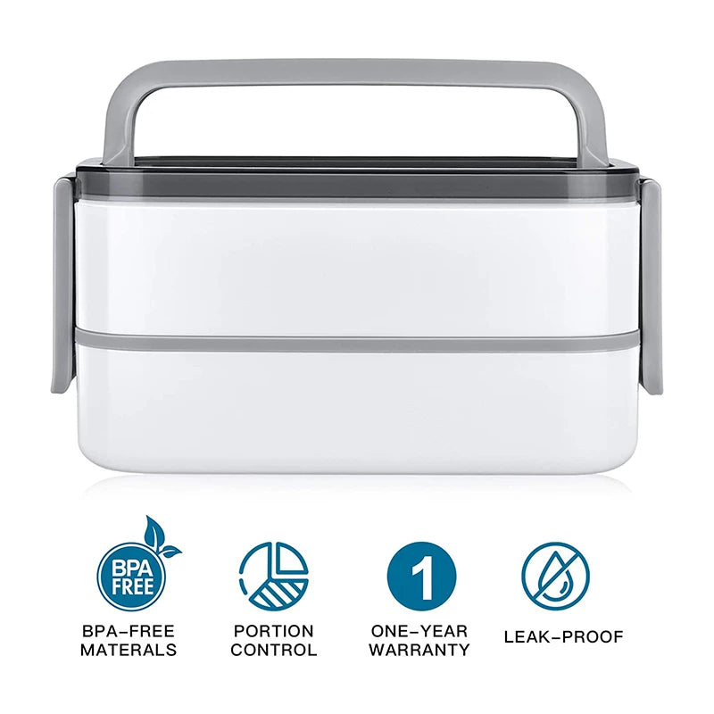 Stackable Bento Lunch Box with Handle Japanese Lunch Box Kit with Spoon & Chopstick Lunch Containers Storage Box for Kids Adult