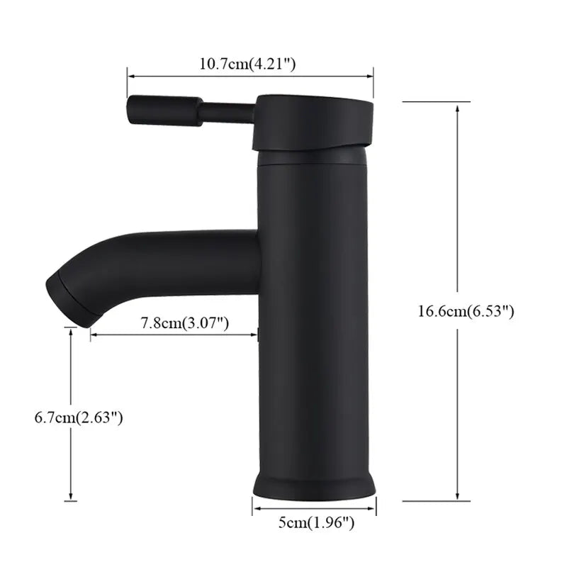 Matte Black Bathroom Faucet Minimalist Hot Cold Water Sink Mixer Tap Deck Mount Stainless Steel Basin Faucet Single Hole Tapware
