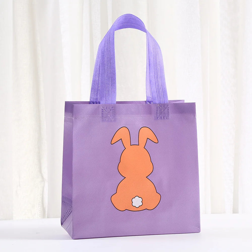12/30pcs Easter Bunny Gift Bags Colorful Non-Woven Fabric Bags for Easter Party Treats Goodies and Small Gifts Candy Egg Bags