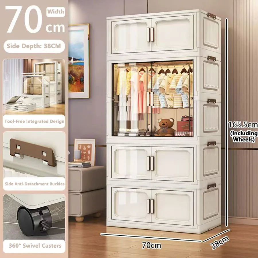 Folding Storage Cabinet Wall Mounted Foldable Locker Compact Organizer for Home Office Space Saving Design