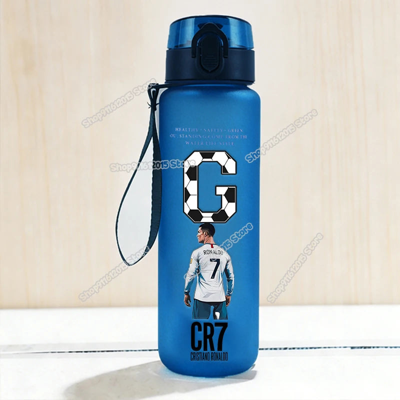 650ml CR7 Ronaldo Water Bottle Soccer Star Letter A-Z Children Outdoor Drink Bottle School Kids Straw Cup Boy Girl Sport Jugs