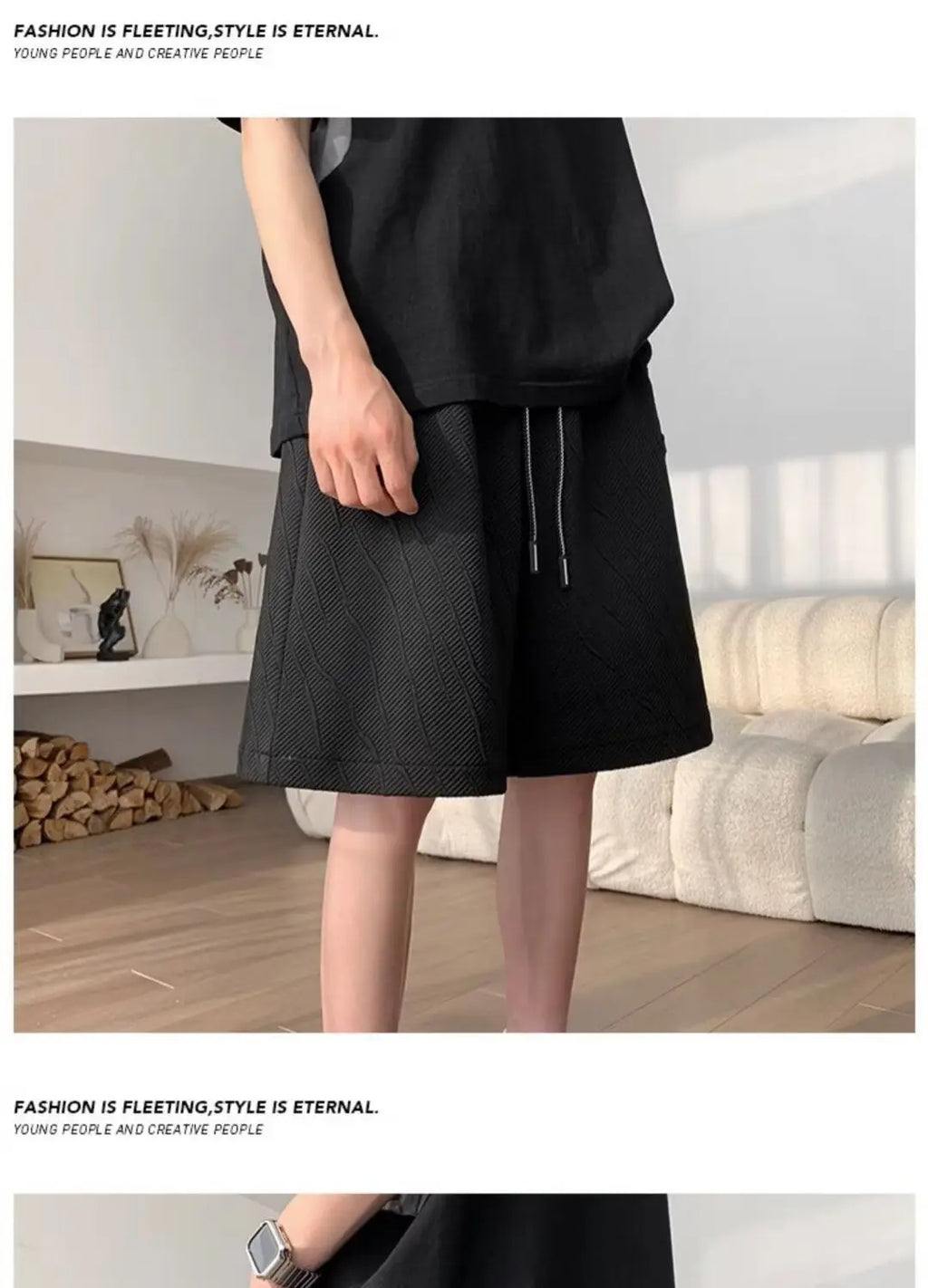 Men's Wide Leg Pants Summer Stripes Loose Casual Trendy Mid-length Pants Comfortable Elastic Waist Fashion Letter Sports Shorts