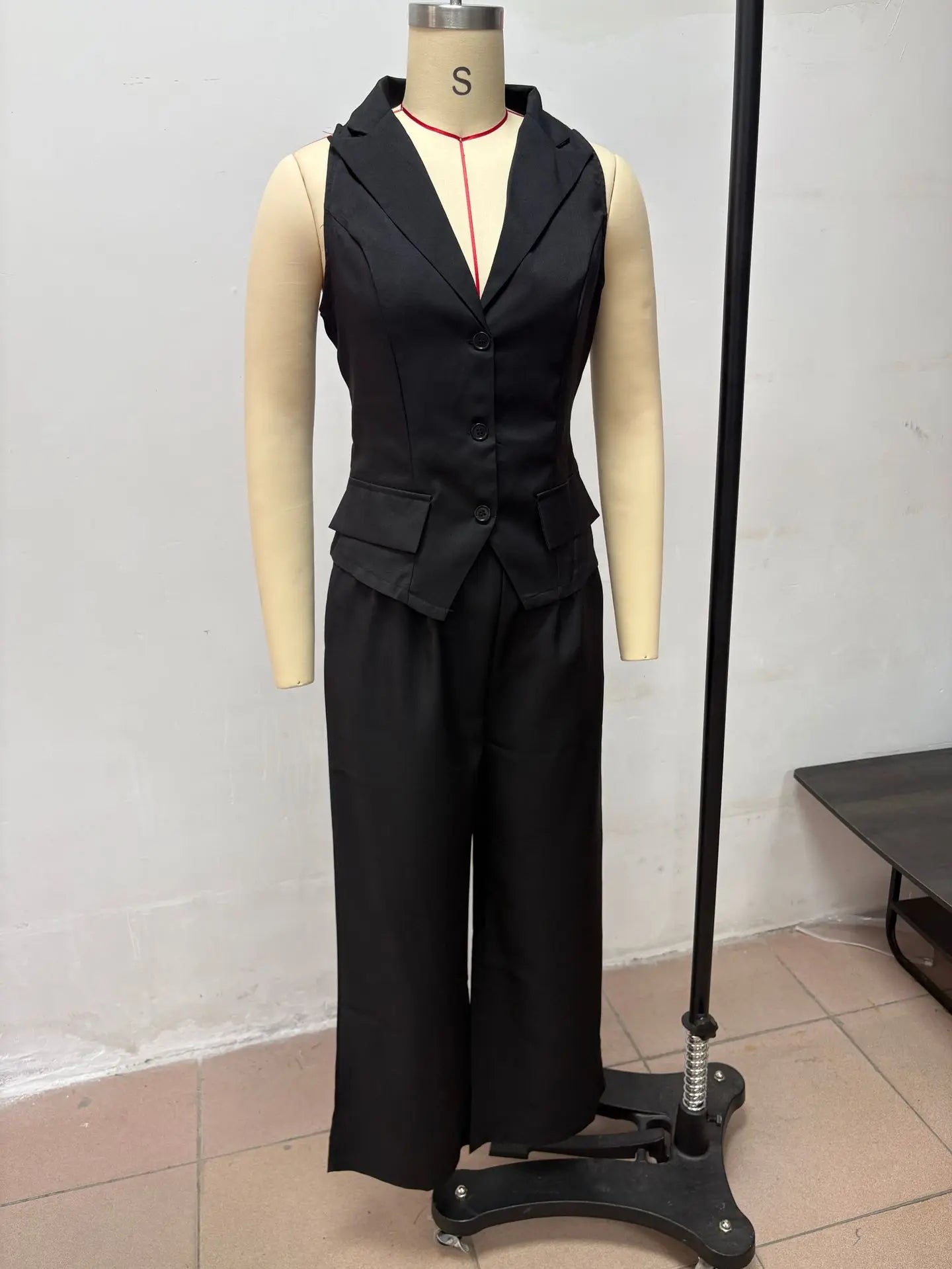2026 Summer Women Two Piece Set Single-breasted Sleeveless Vest Top And Trousers Pants Set Suit Office Ladies Suits