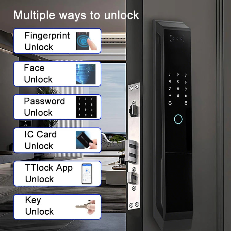 WiFi Facial Recognition Video Intercom Fingerprint Door Lock Fully Automatic Anti-theft TTlock 3D Face Smart Locks