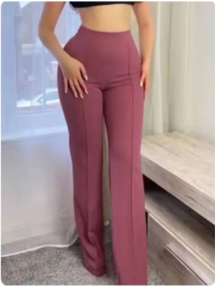 Women's Elastic Slim Fit Bell Bottom Pants Fashion Solid Color Pants Daily Spring Autumn Straight Leg Pants Trousers