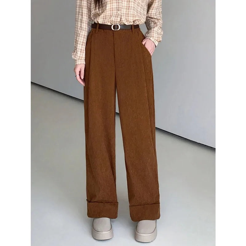 Loose and Lazy Elastic Waist Slimming Wide-leg Casual Pants, Trendy and Versatile Autumn Wide-leg Pants for Short Women