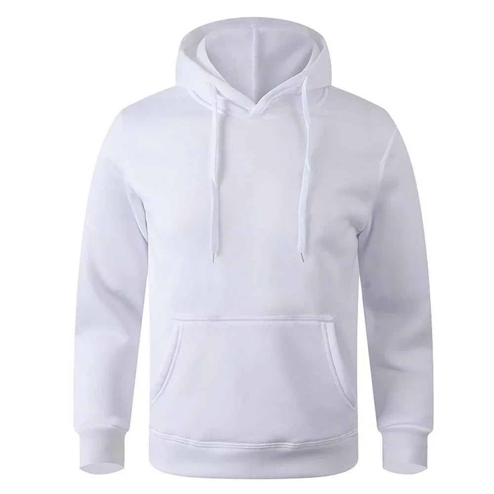 Winter Solid Color Men Hoodies Fleece Warm Mens Sweatshirt Fashion Men Fleece Warm Sweatshirt